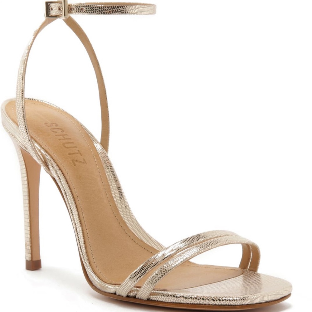 Schutz Altina ankle strap sandal in color Platina